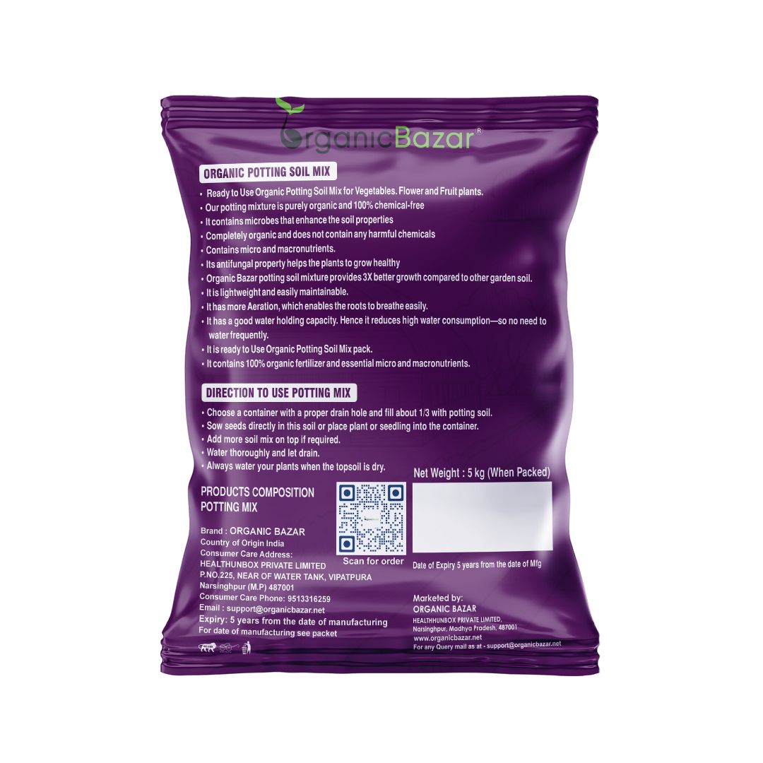 Ready to Use Organic Potting Soil Mix - 5kg For Home Gardening