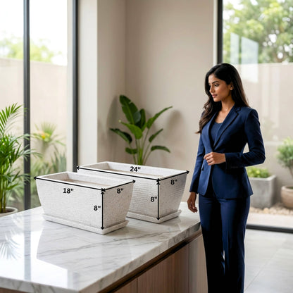 Roto Moulded Recta Planter Pot with Tray – Premium Balcony & Indoor Garden Planter