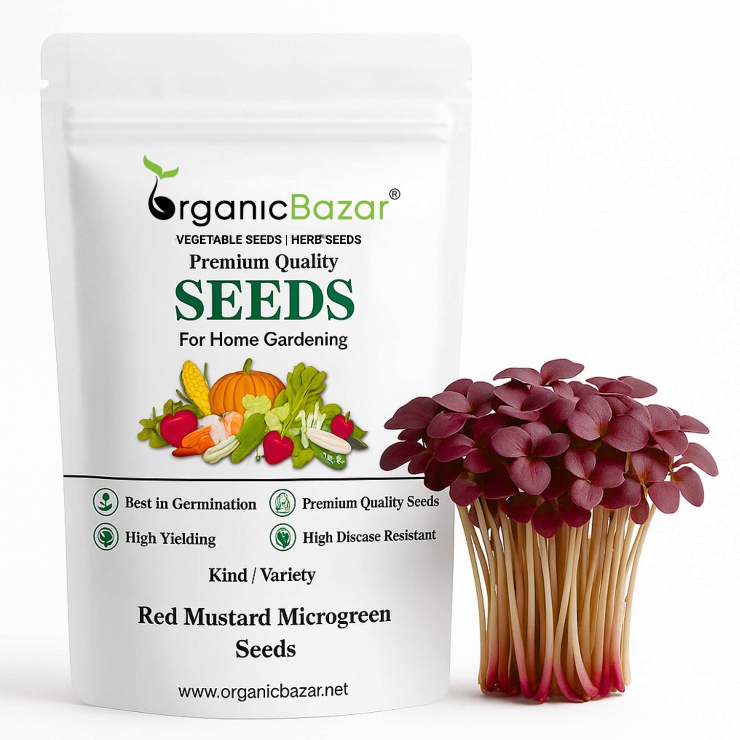 Red Mustard Microgreen Seeds - 10g
