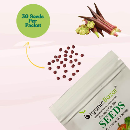 Red Okra (lal bhindi) Seeds - 30 Seeds (लाल भिंडी के बीज) Easy To grow, High Germination, High Yield Okra Seeds for Home Gardening