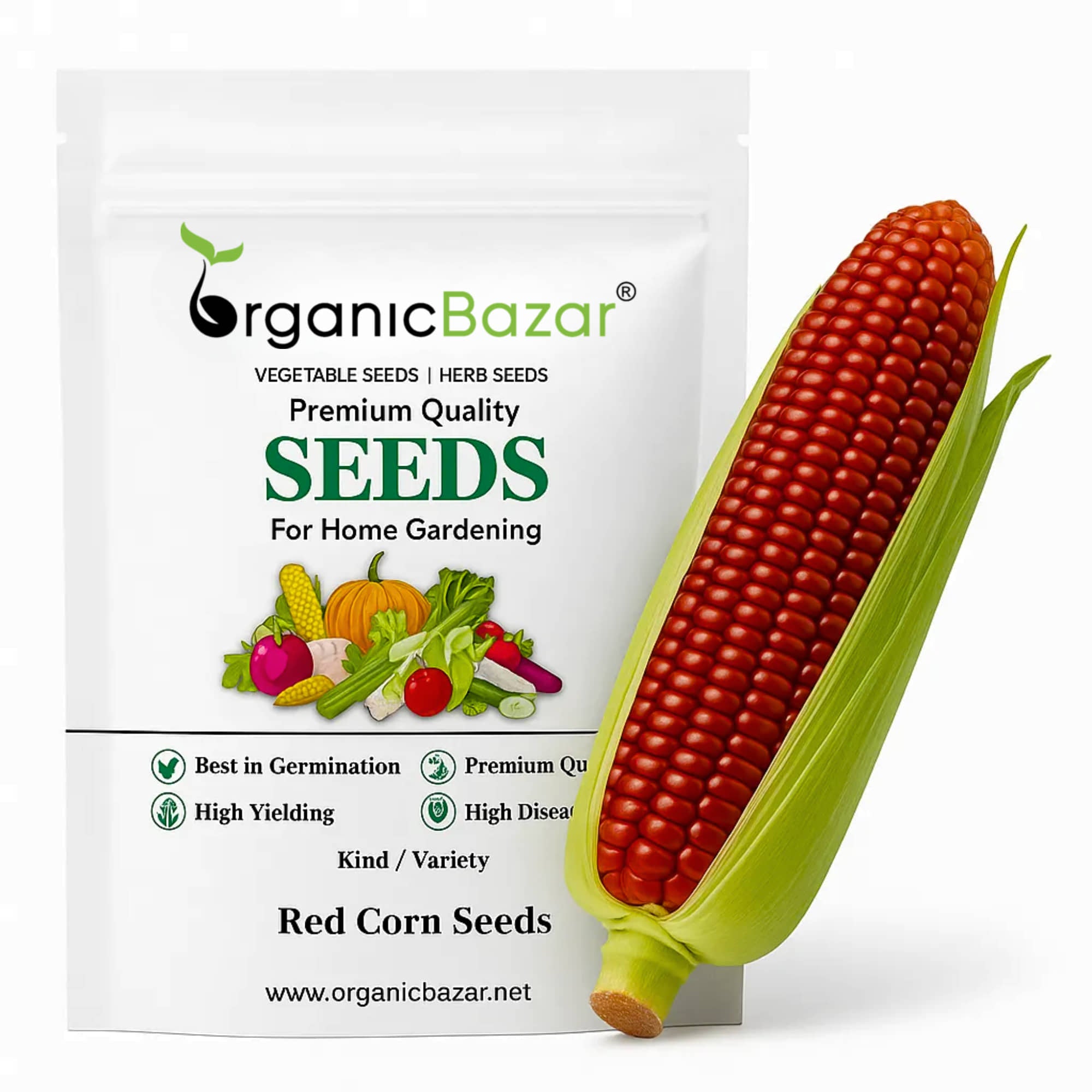Red Corn Seeds - (50 Seeds) (लाल मक्का के बीज) Premium Quality / High-Yield Seeds for Home Gardening