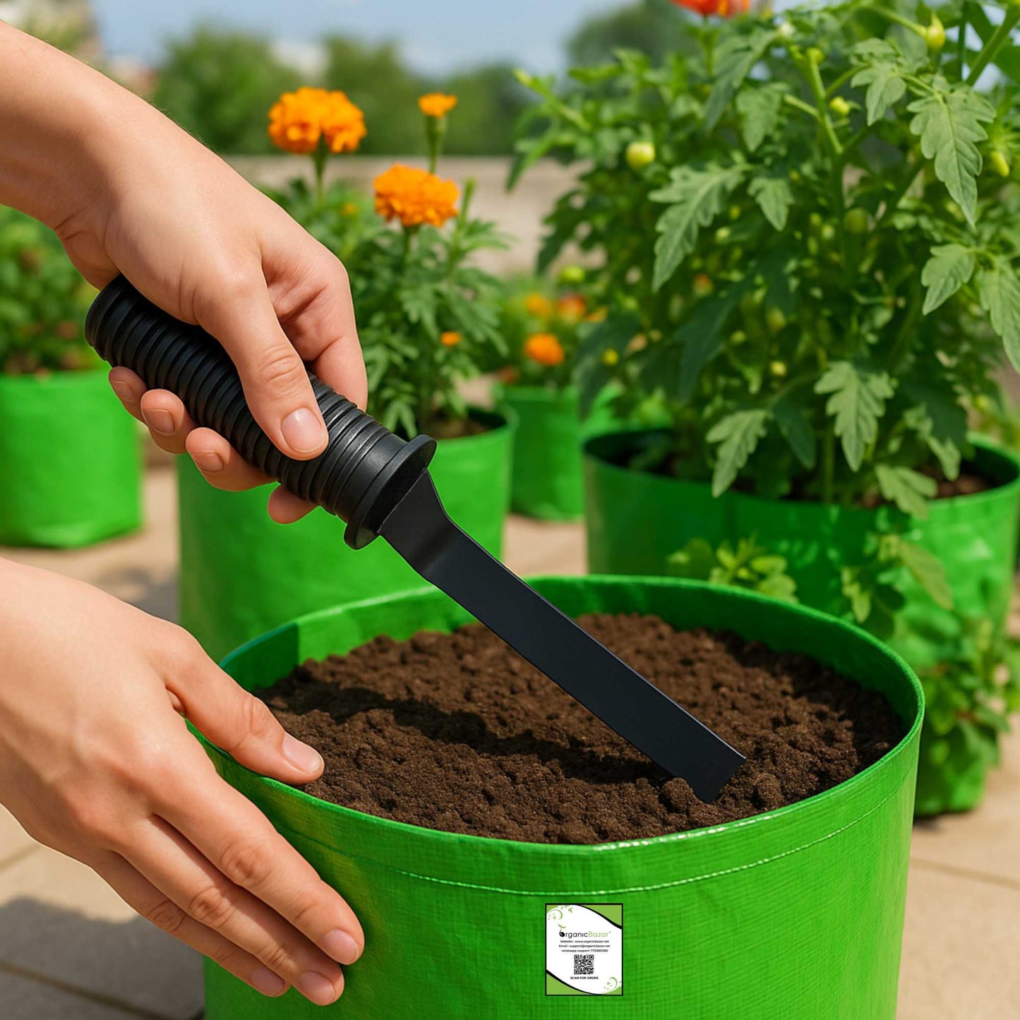 Rubber Grip Khurpa 1, Black (Blade Width 2.54 cm)