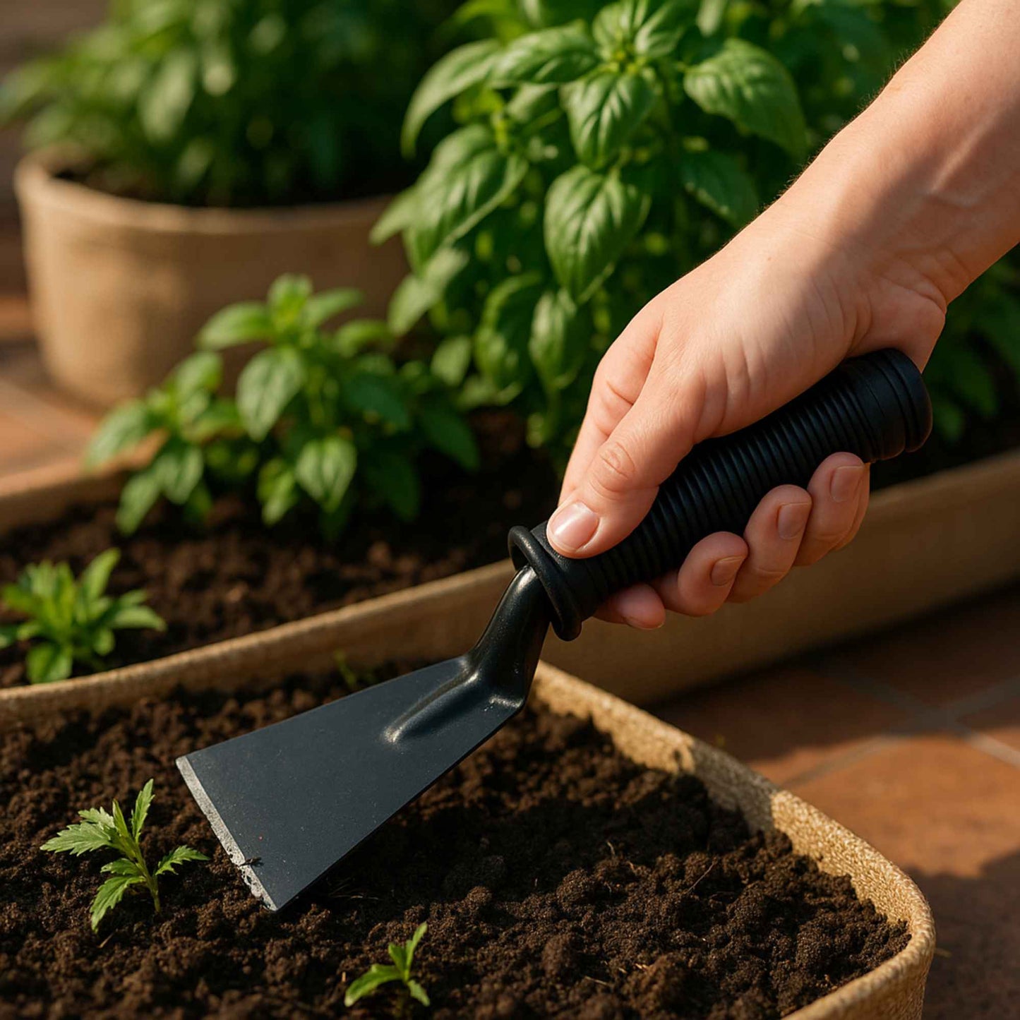 Rubber Grip Khurpa 3, Black (Blade Width 7.62 cm)