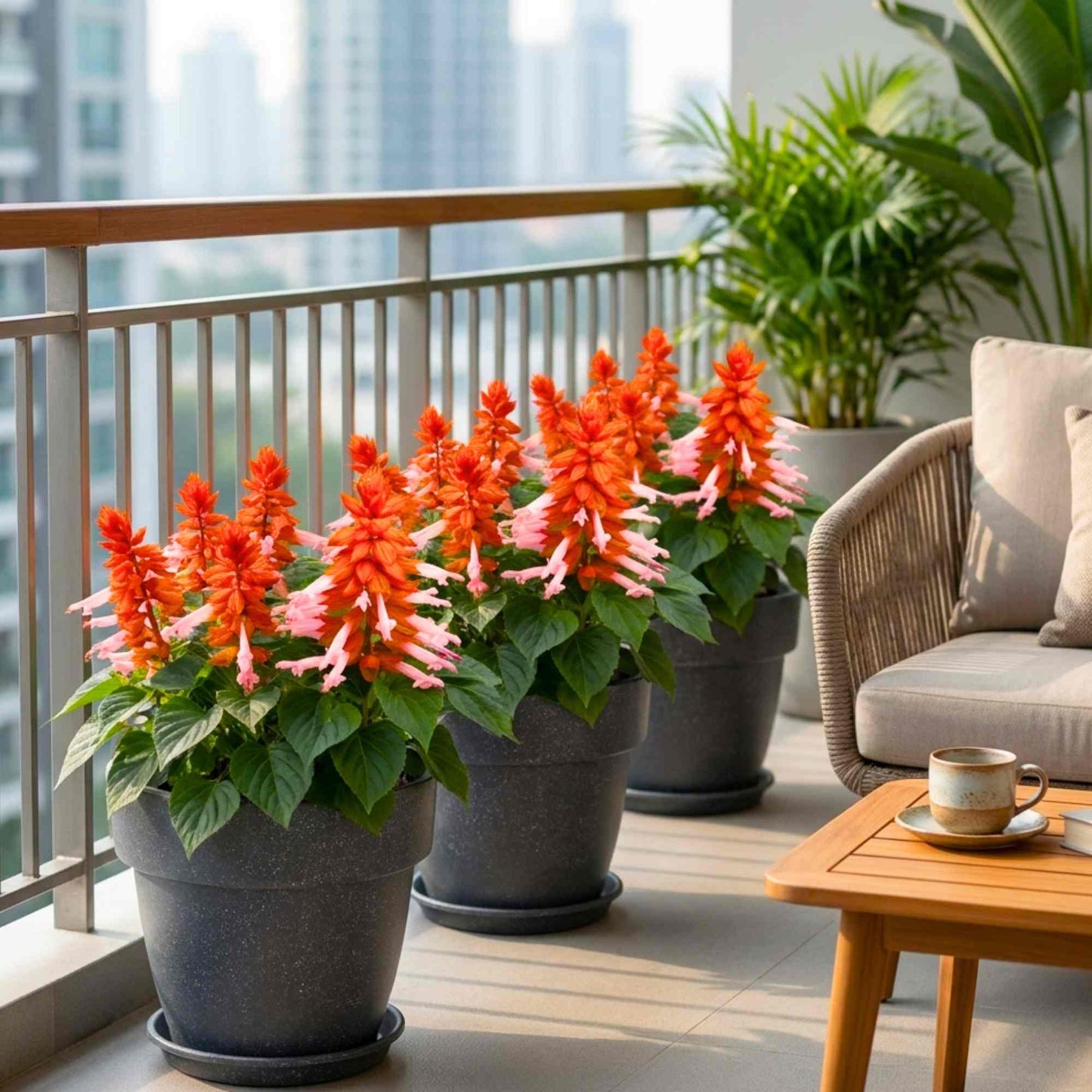 Salvia Vista Salmon (Orange-Pink) Flower Seeds (20 Seeds) High Germination/ Easy To grow/ Perfect for pots, balconies, or Terrace gardens