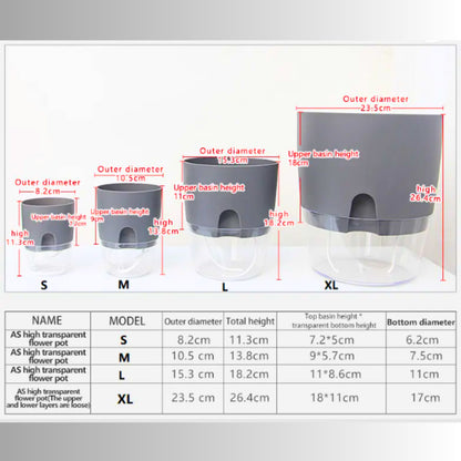 OrganicBazar Self Watering Pot Clear Plastic Decorative Garden Planters (Pack of 2) Without Plant