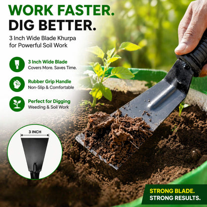Rubber Grip Khurpa 3, Black (Blade Width 7.62 cm)