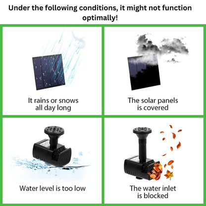 Solar Panel Water Fountain Pump For Bird Bath, Outdoor Small Pond, Patio, Garden Pool, Aquarium And Fish Tank