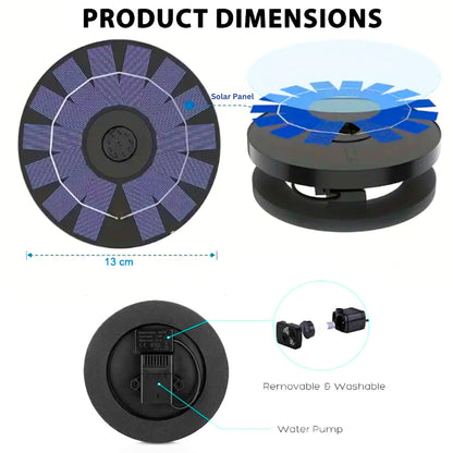 Solar Fountain Pump, Floating Water Fountain for Bird Bath, Garden, Pond, Pool, Outdoor