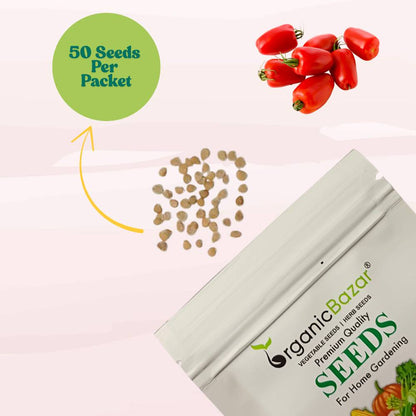 Tomato San Marzano Seeds - 50 Seeds (Tamatar/टमाटर के बीज) High Germination/ Easy to Grow/ Ideal for Terrace/Kitchen Gardening