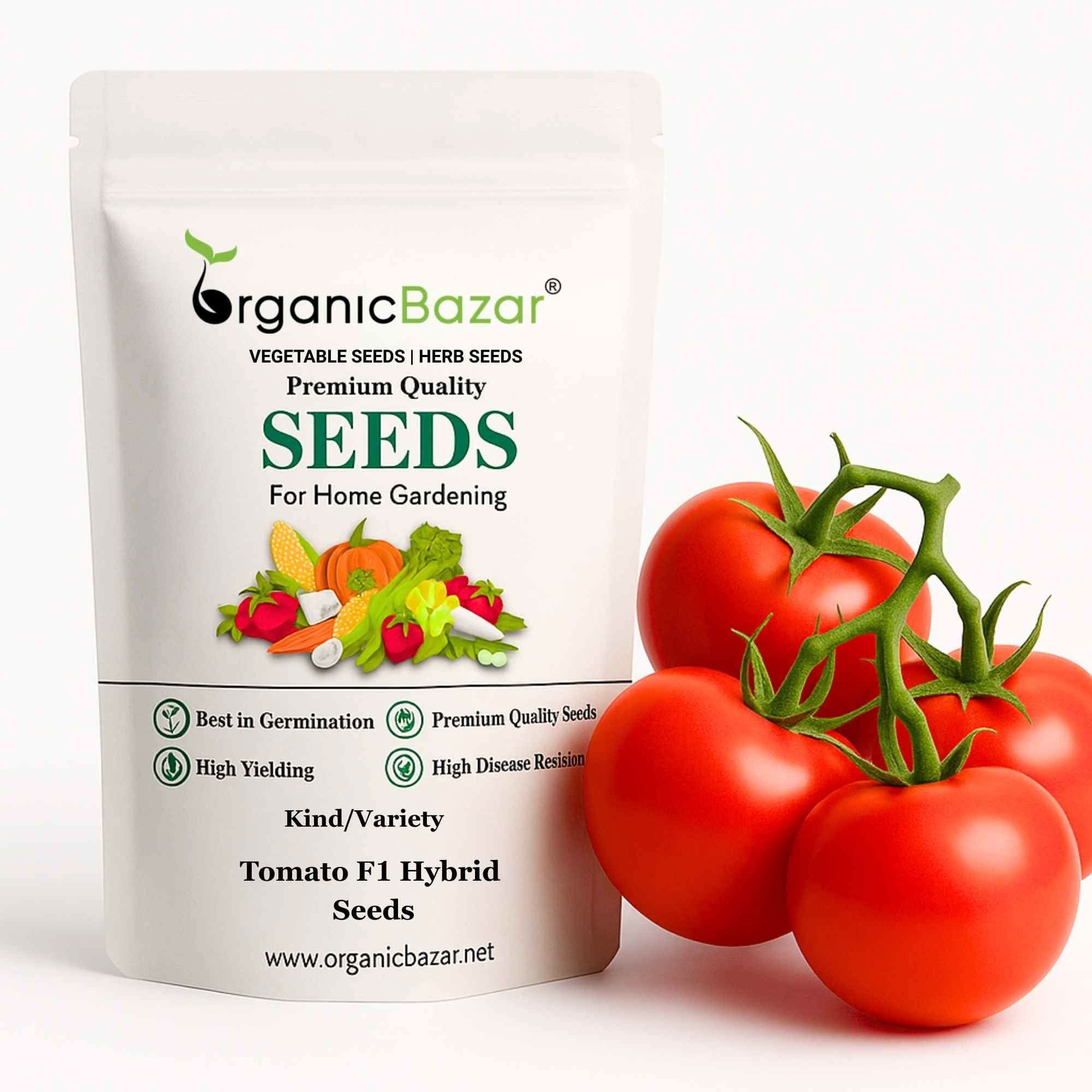 Tomato F1 Hybrid Seeds - 50 Seeds (Tamatar) (टमाटर के बीज) High Germination/ Easy to Grow/ Ideal for Terrace/Kitchen Gardening