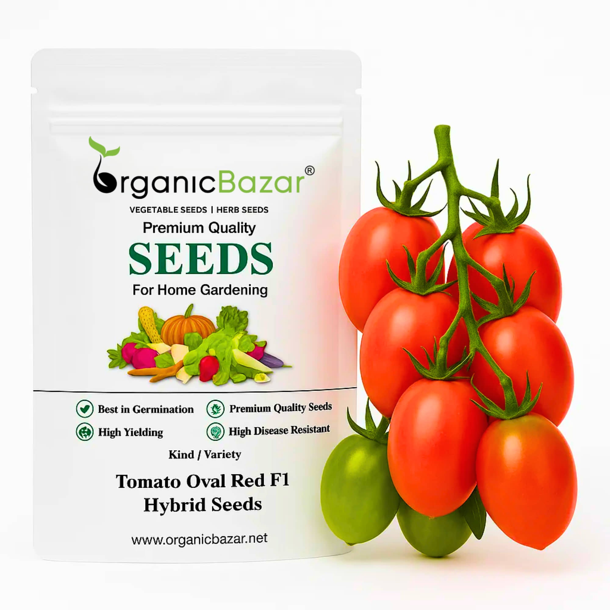 Tomato Oval Red F1 Hybrid Seeds - 50 Seeds (Tamatar/टमाटर के बीज) High Germination/ Easy to Grow/ Ideal for Terrace/Kitchen Gardening