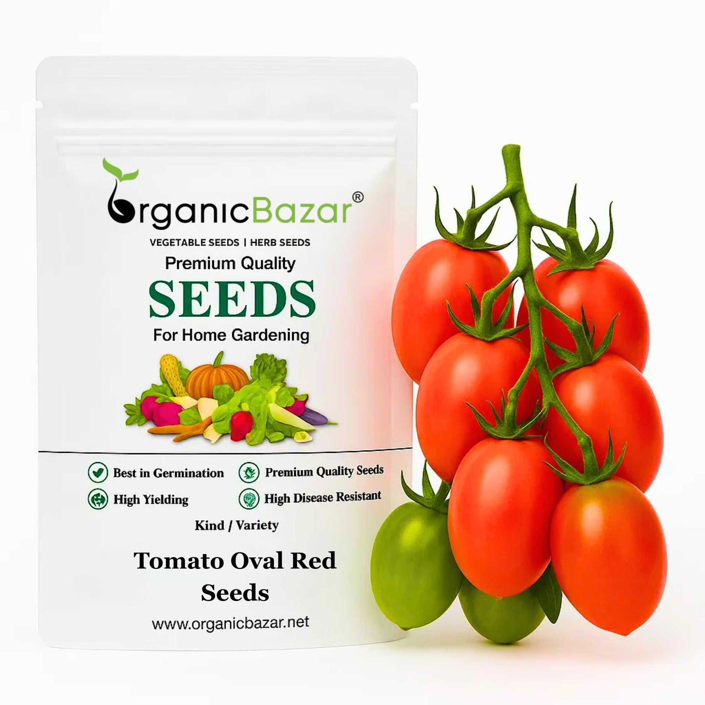 Tomato Oval Red Seeds - 50 Seeds (Tamatar/टमाटर के बीज) High Germination/ Easy to Grow/ Ideal for Terrace/Kitchen Gardening