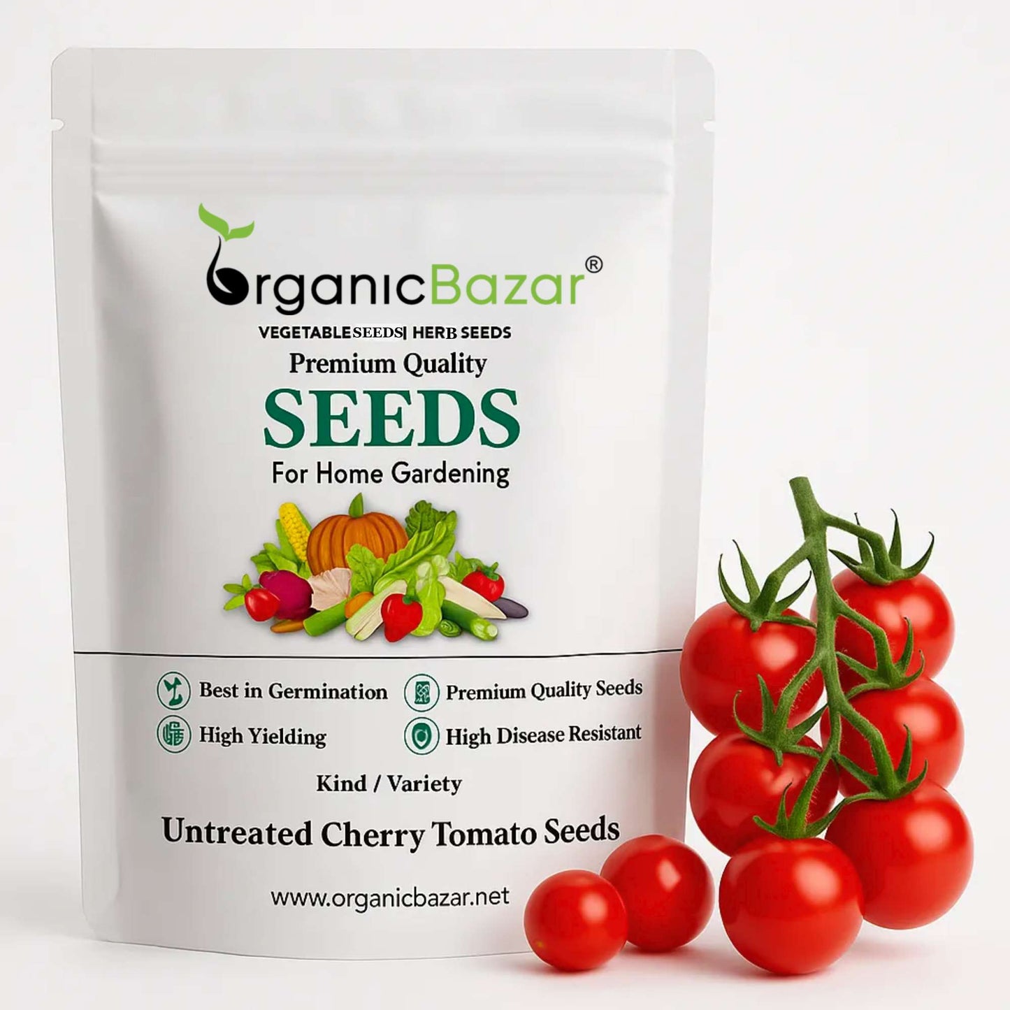 Untreated Cherry Tomato Seeds For Organic Home Gardening - 50 Seeds (चेरी टमाटर के बीज) High Germination, Juicy & Flavorful