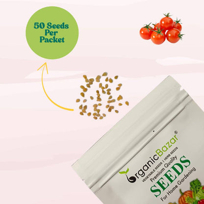 Untreated Cherry Tomato Seeds For Organic Home Gardening - 50 Seeds (चेरी टमाटर के बीज) High Germination, Juicy & Flavorful