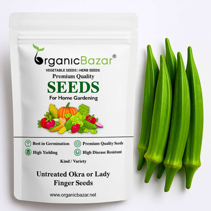 Untreated Okra or Lady Finger Seeds For Organic Gardening - 50 Seeds (Bhindi/ भिन्डी के बीज) Easy To grow, High Germination, High Yield Okra Seeds for Home Gardening