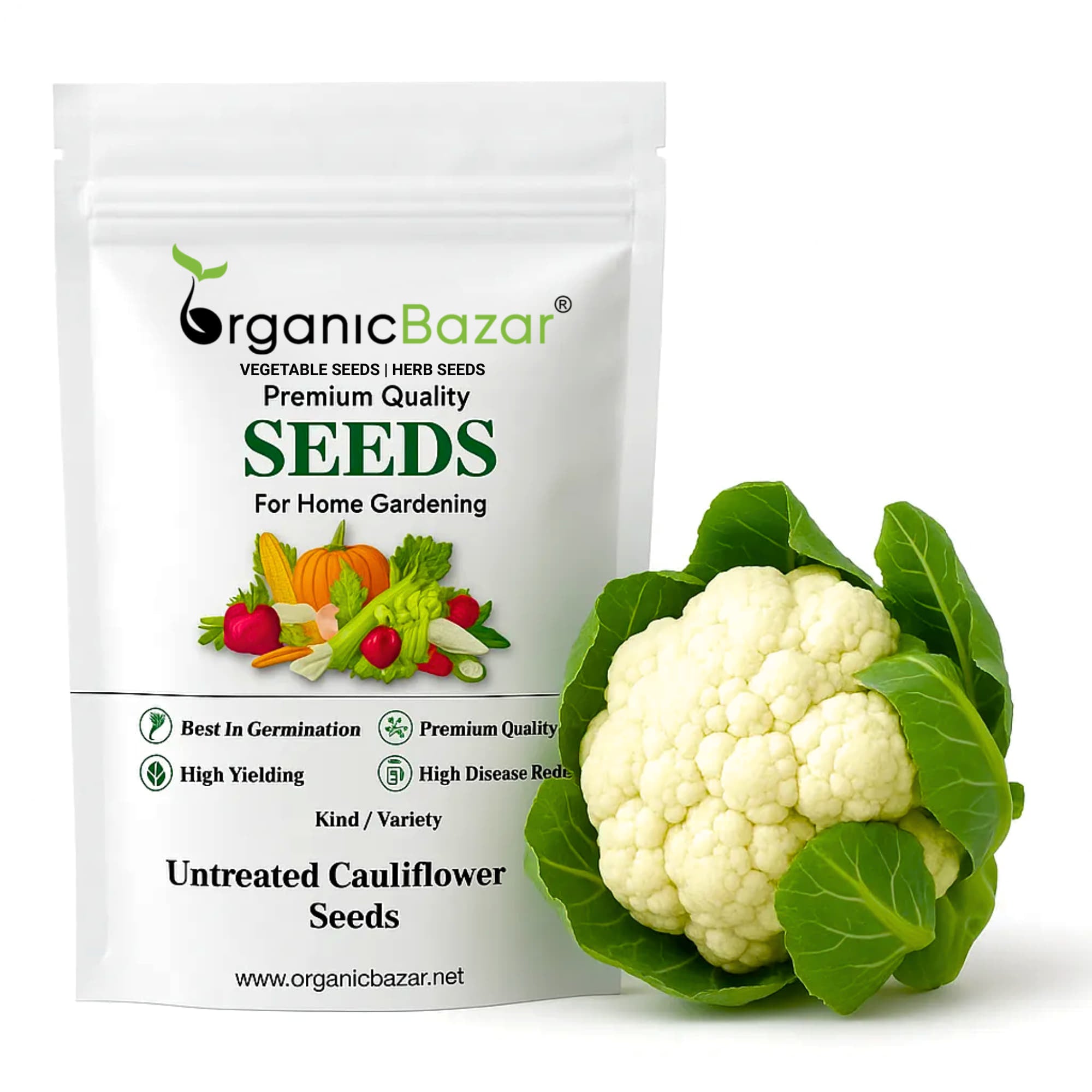 Untreated Cauliflower Seeds For Organic Gardening (200 Seeds) (Phool Gobhi/ फूल गोभी के बीज) High Germination /Easy to Grow/Ideal for Terrace/Kitchen Gardening