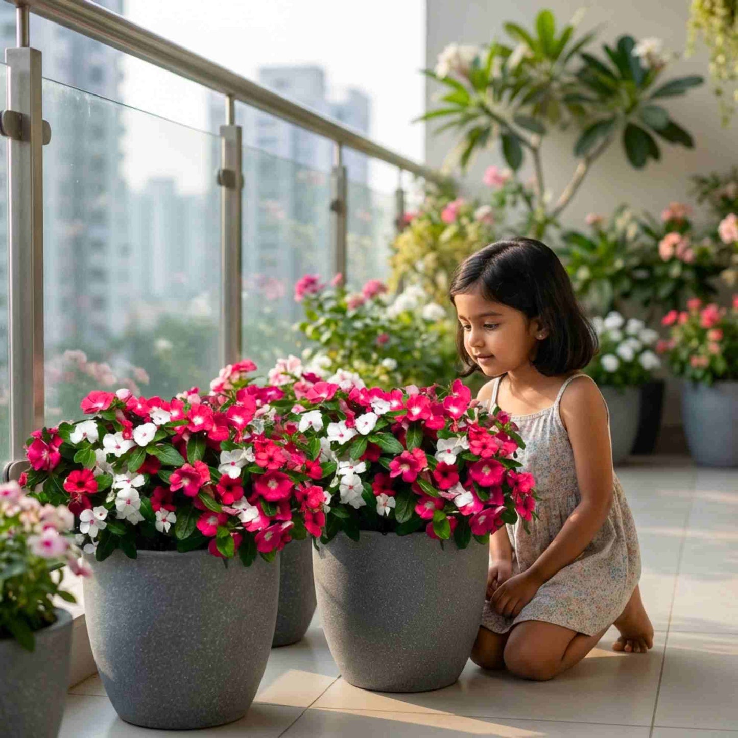 Vinca Pacifica XP Mix Seeds - 25 Seeds (Periwinkle/ Sadabahar/सदाबहार के बीज) High Germination, Annual Flower Seeds for Terrace Gardening