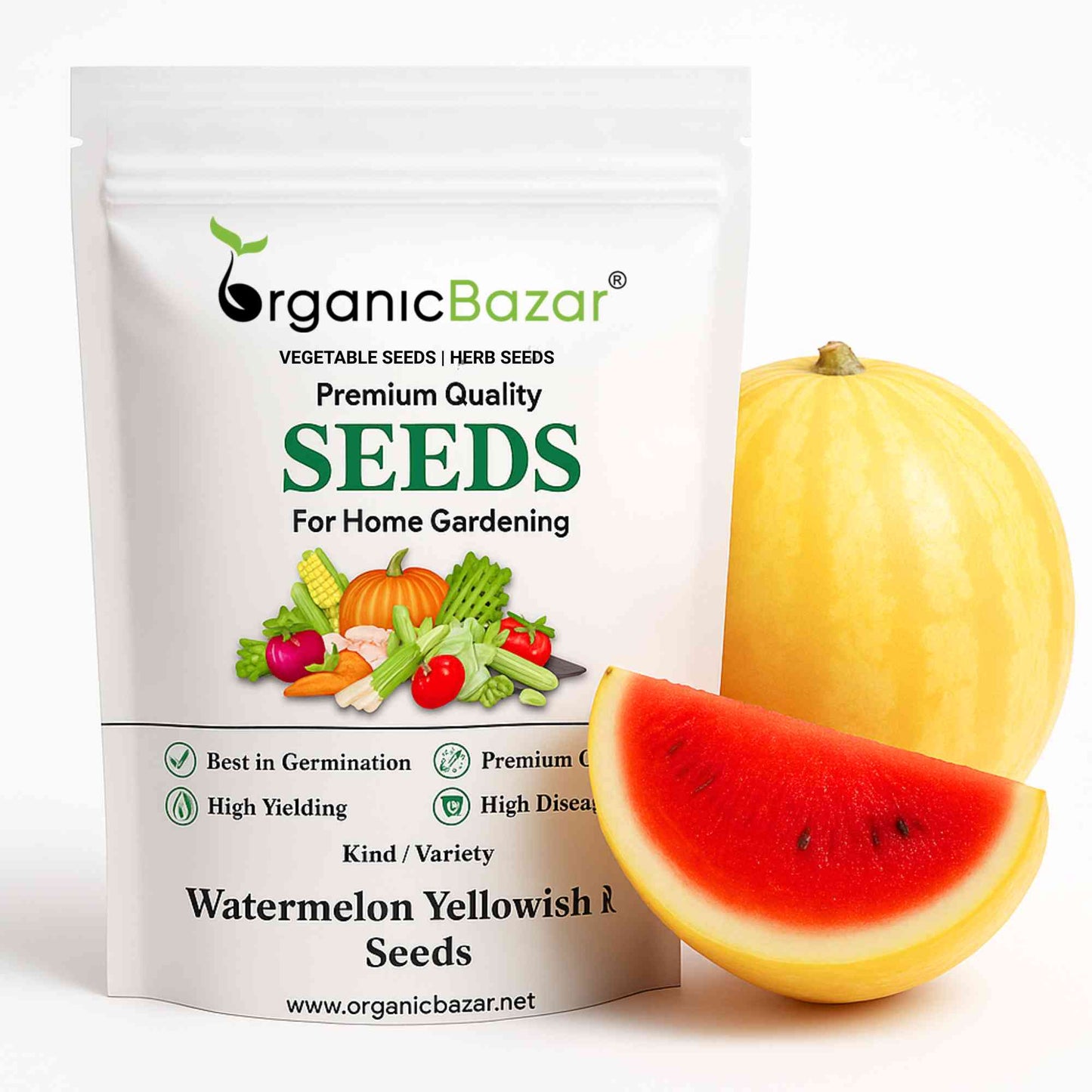 Watermelon Yellowish Red Seeds (12 Seeds) (Pila Tarbooj/पीला तरबूज के बीज)