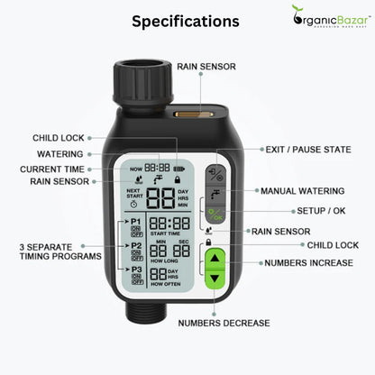 Automatic Water Timer for Drip Irrigation with Smart Rain Sensor