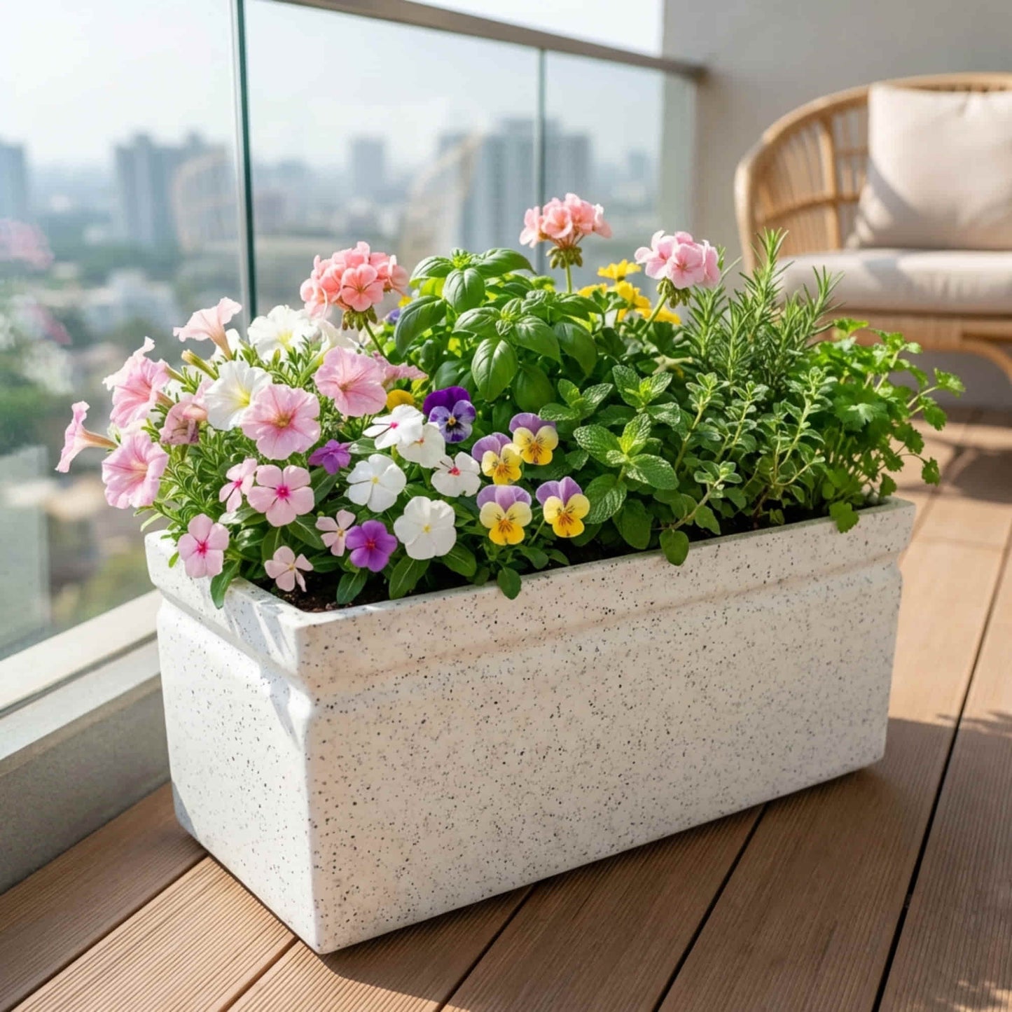 Roto Moulded Lectus Rectangular Pot-20 | Modern Indoor & Outdoor Planter (Pack of 1)