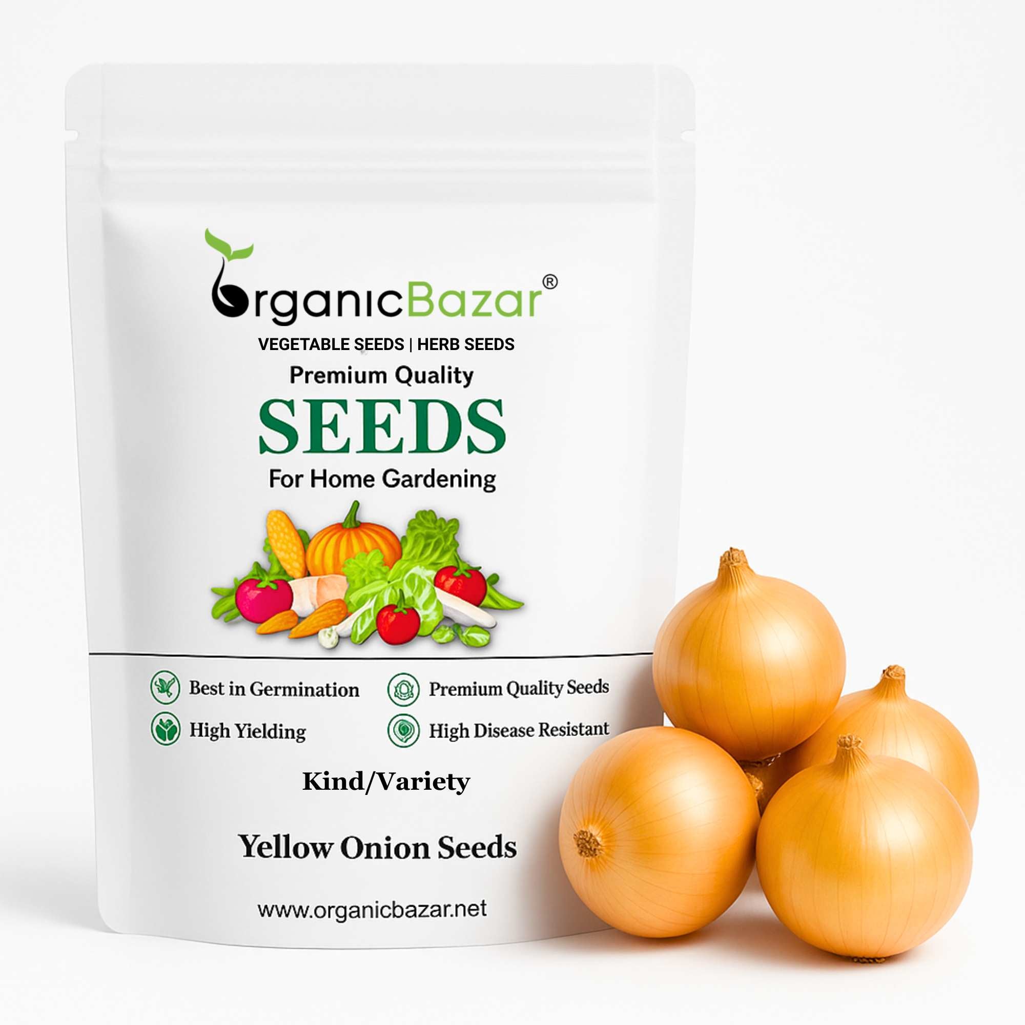 Yellow Onion Seeds - 1000 Seeds (Pili Pyaj/प्याज के बीज) High Yield/High Germination/Best Seeds for Terrace Gardening