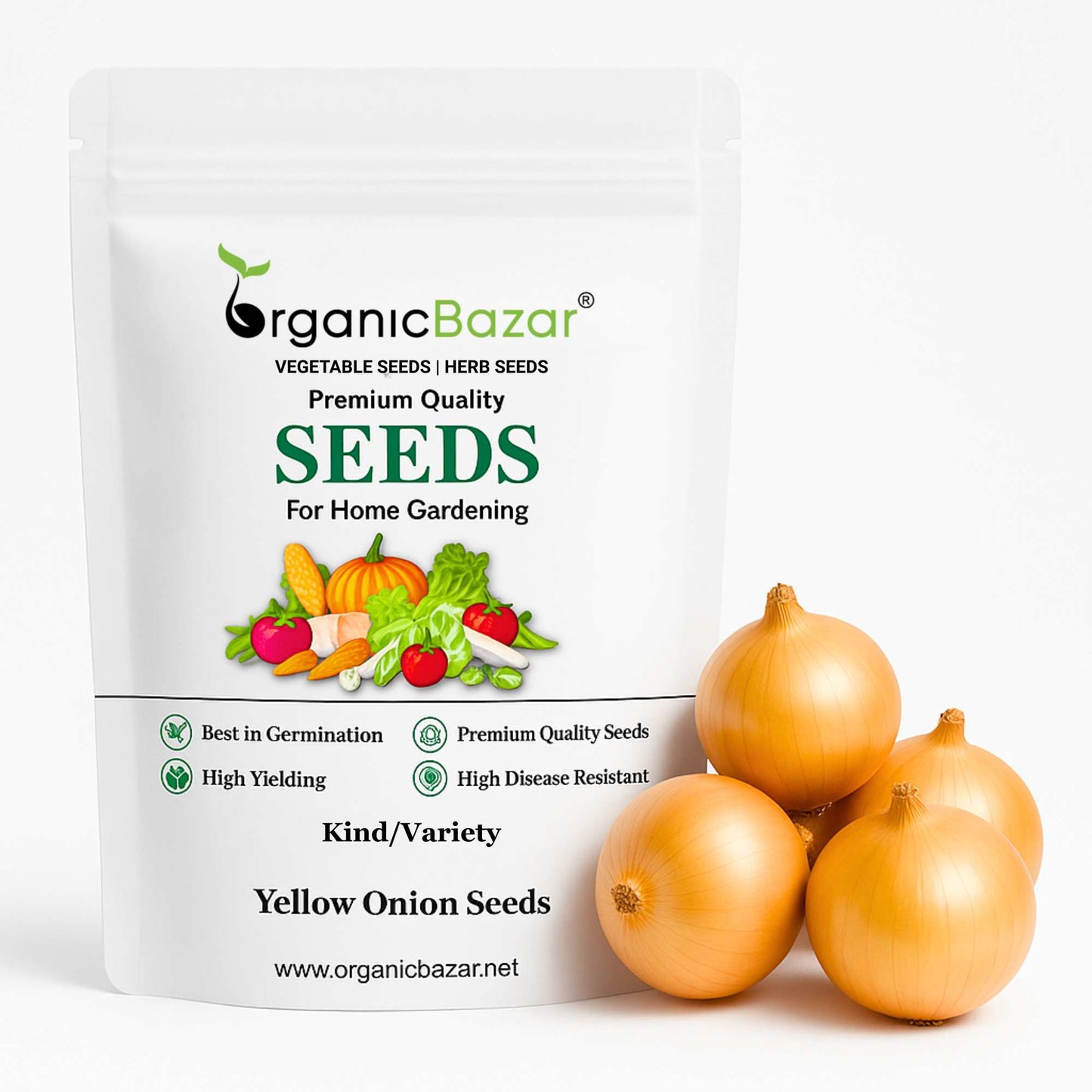 Yellow Onion Seeds - 1000 Seeds (Pili Pyaj/प्याज के बीज) High Yield/High Germination/Best Seeds for Terrace Gardening