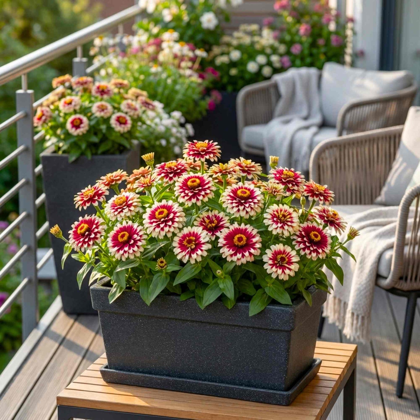 Zinnia Elegans F1 Swizzle Cherry Flower Seeds (20 Seeds) High Germination/ Easy To grow/ Perfect for pots, balconies, or Terrace gardens