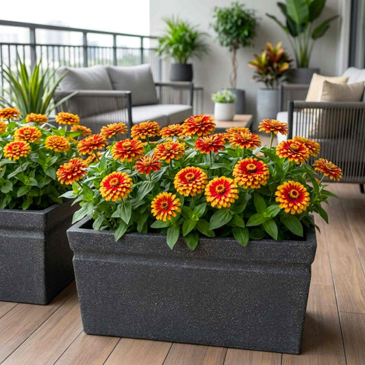 Zinnia Elegans F1 Zowie Yellow Flame Flower Seeds (20 Seeds) High Germination/ Easy To grow/ Perfect for pots, balconies, or Terrace gardens