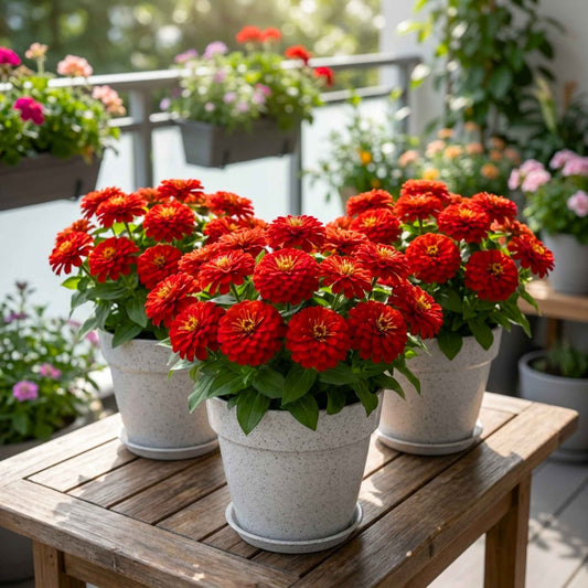 Zinnia Zesty Scarlet Red Flower Seeds (20 Seeds) High Germination/ Easy To grow/ Perfect for pots, balconies, or Terrace gardens