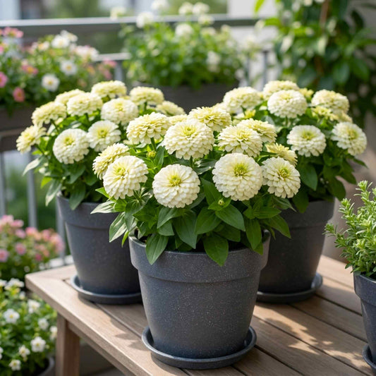 Zinnia Zesty White Flower Seeds (20 Seeds) High Germination/ Easy To grow/ Perfect for pots, balconies, or Terrace gardens