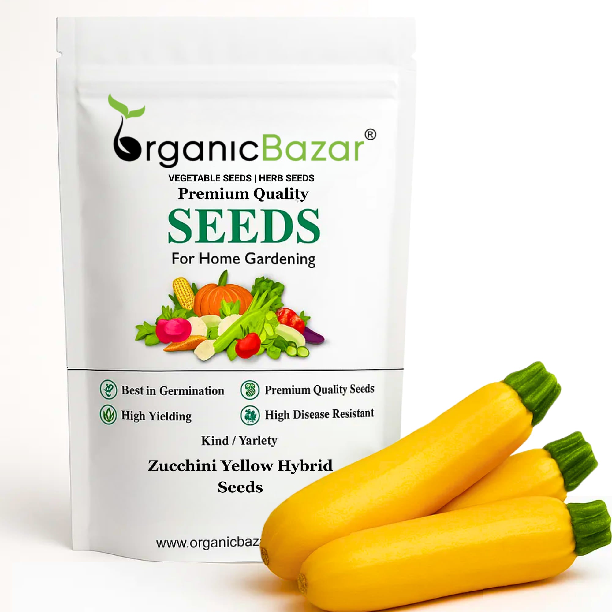 Zucchini Yellow Hybrid Seeds - 15 Seeds (पीली जुकिनी के बीज)