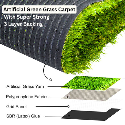 Artificial Green Grass Carpet 35 mm High Density – Realistic Lawn Turf for Garden, Balcony, Indoor & Outdoor Spaces | OrganicBazar