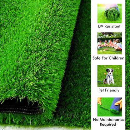 Artificial Green Grass Carpet 35 mm High Density – Realistic Lawn Turf for Garden, Balcony, Indoor & Outdoor Spaces | OrganicBazar