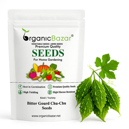 Bitter Gourd Chu-Chu Seeds - 12 Seeds (Karela/ करेला के बीज)  Easy To grow, High Germination, High Yield Karela Seeds for Home Gardening