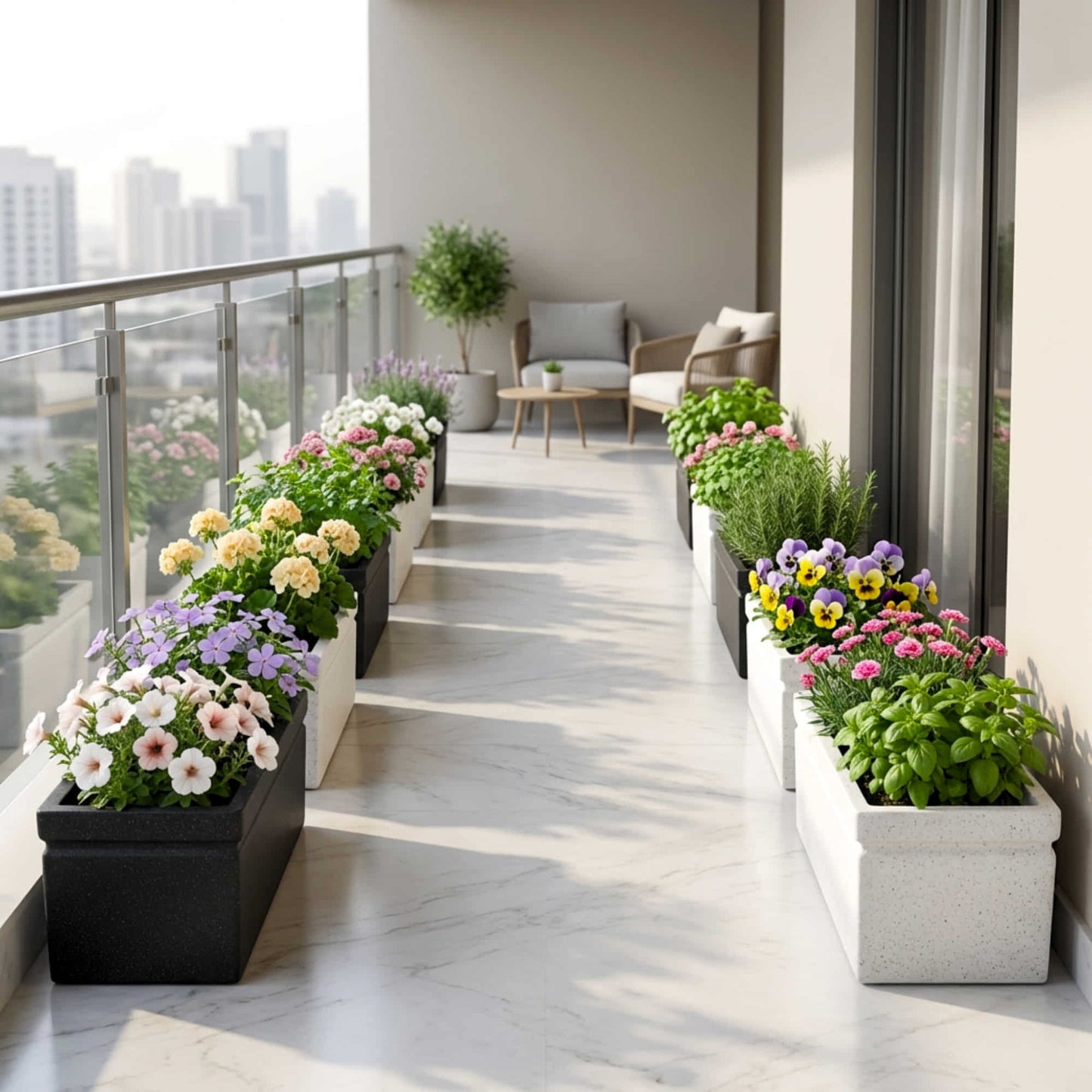 Roto Moulded Lectus Rectangular Pot-20 | Modern Indoor & Outdoor Planter (Pack of 1)