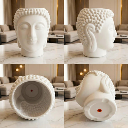 Buddha Face Planter Plastic Pot (Pack of 1) – Luxury Geometric Designer Unique Plant Pots for Living Room, Bedroom, Office, Villa, & premium commercial interiors