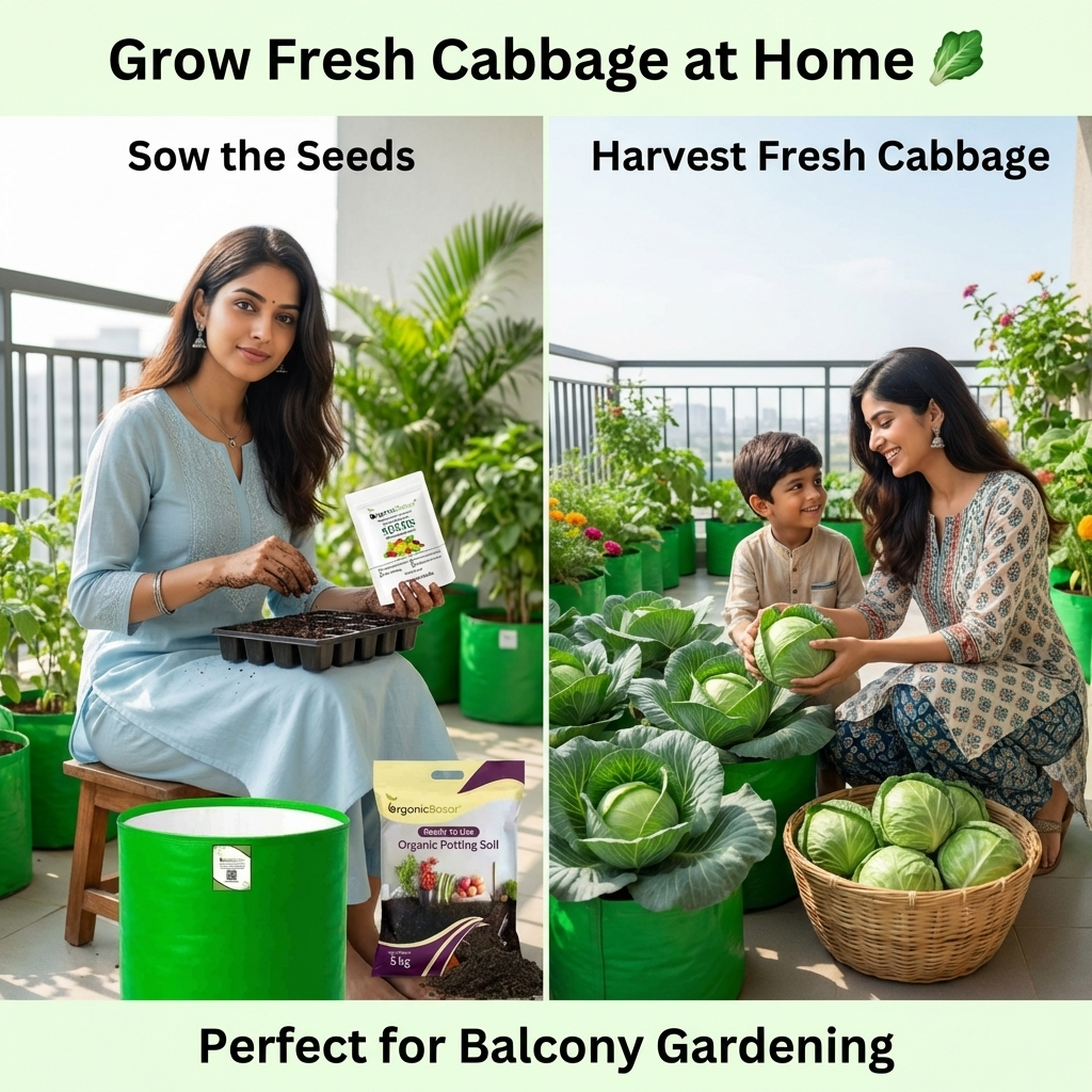 Cabbage (Patta Gobhi) Seeds  - 150 Seeds (Hari Patta Gobhi/हरी पत्ता गोभी के बीज) High Germination / Easy to Grow / Ideal for Terrace/Kitchen Gardening