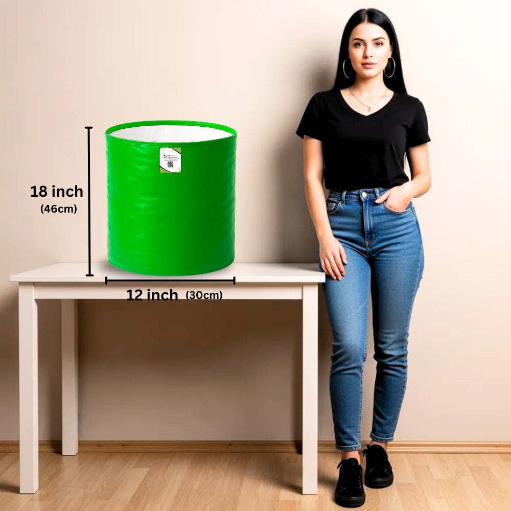OrganicBazar 12x18 Grow Bag for Vegetables Garden, Premium HDPE 260 GSM, Green Plant Bags for Terrace Garden