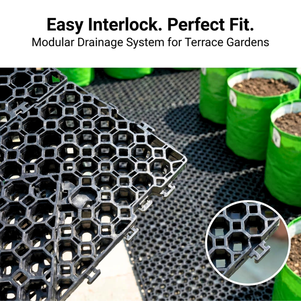 Drain Cell / Drainage Mat For Terrace Garden 50x30x2 cm (10 Nos)