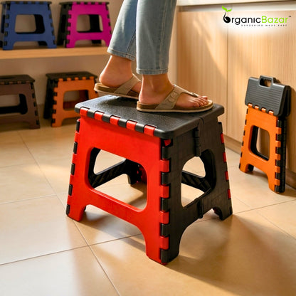Non-Slip Folding Stool (Multi-color) | Compact & Portable | Multipurpose for Kitchen, Bathroom, Garden, and Outdoor Use (Random Color, Pack of 1)