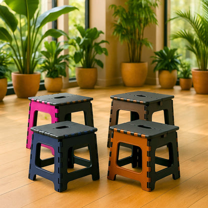 Non-Slip Folding Stool (Multi-color) | Compact & Portable | Multipurpose for Kitchen, Bathroom, Garden, and Outdoor Use (Random Color, Pack of 1)