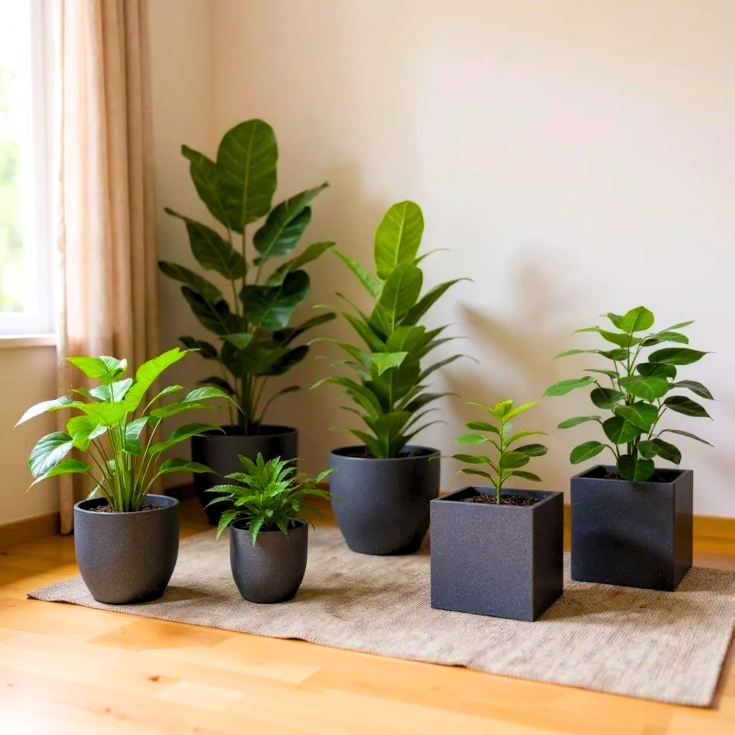 Roto Plastic Pot Decorative Grey Container with 10+ Years Durability | Lightweight, Unbreakable & Weatherproof Plant Pots | Premium Planter Indoor-Outdoor Garden, Balcony, & Living Room (Grey Marble, Pack of 1)