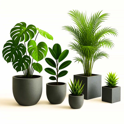 Roto Plastic Pot Decorative Grey Container with 10+ Years Durability | Lightweight, Unbreakable & Weatherproof Plant Pots | Premium Planter Indoor-Outdoor Garden, Balcony, & Living Room (Grey Marble, Pack of 1)