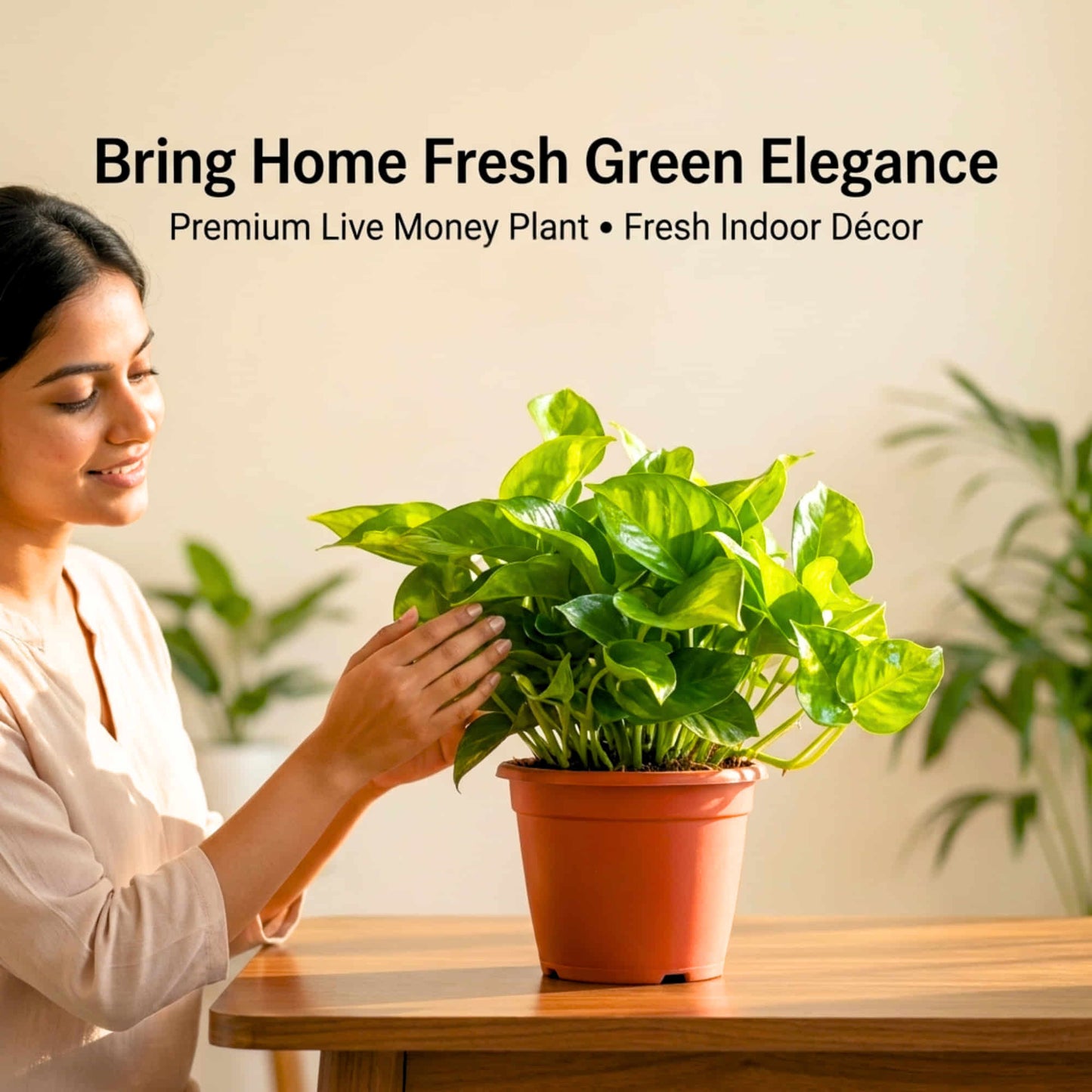 Money Plant Green Live Plant in 4 Inch Grow Pot | Indoor Air Purifying Ornamental Live Plant | Easy to Grow | Ideal for Home & Office