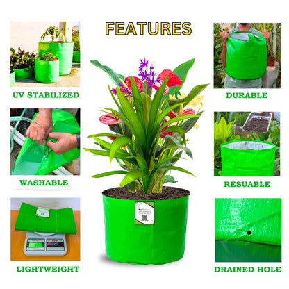OrganicBazar 9x6 Small Grow Bag for Terrace Garden, Premium HDPE 260 GSM, Green Plant Bags