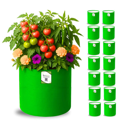 OrganicBazar 12×12 HDPE Round Grow Bag – Premium Quality, Heavy-Duty, UV-Stabilized (260 GSM) Green Plant Bags