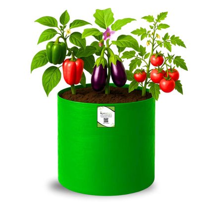 OrganicBazar 15x15 Grow Bag for Vegetable Gardening, Premium HDPE 260 GSM, Green Plant Bags for Terrace Garden