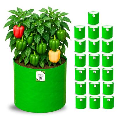OrganicBazar 15x15 Grow Bag for Vegetable Gardening, Premium HDPE 260 GSM, Green Plant Bags for Terrace Garden