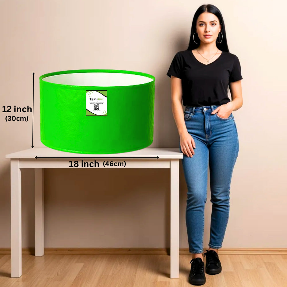 OrganicBazar 18x12 Grow Bag for Vegetable Gardening, Premium HDPE 260 GSM, Green Plant Bags for Home Garden