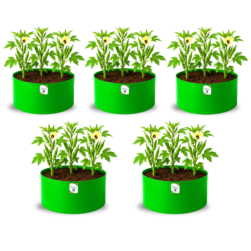 OrganicBazar 18x15 Grow Bag for Vegetable Garden, Premium HDPE 260 GSM, Green Plant Bags for Terrace Garden